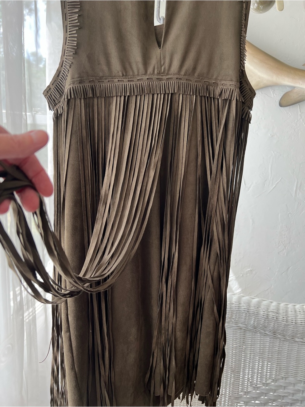 Chelsea & Violet Olive Brown Fringe Mini Dress - Picture 3 of 6
